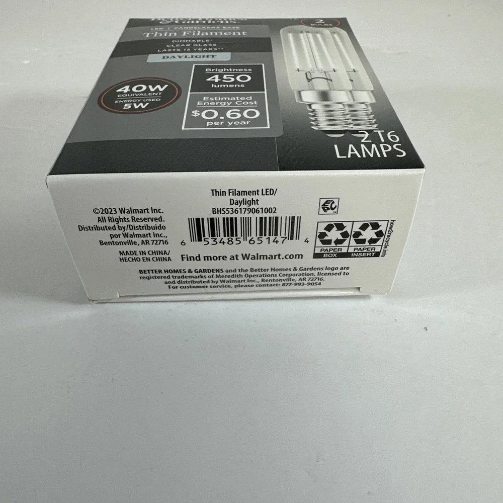 Better Homes & Gardens T6 LED Light Bulbs , 4 Watts (40W Equivalent) 2pk New‎